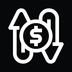 dollar increasing and decreasing icon
