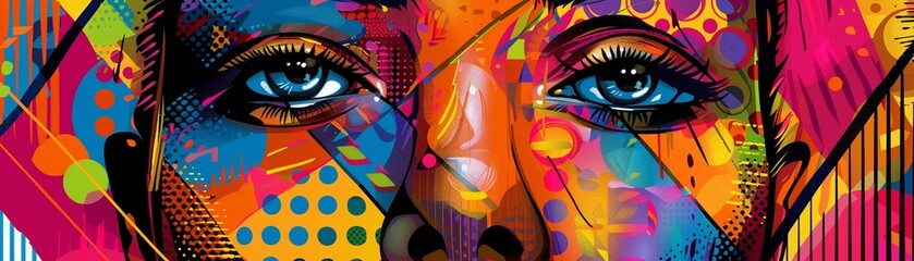 Abstract pop art face bold patterns