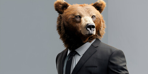 Bear in a formal business suit an animal in human clothes 