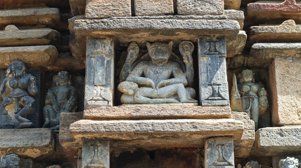 Carving of Lord Narshimha, on the 11th Century Chandraditya Temple, Barsur, Chhattisgarh, India.
