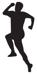 Player celebration silhouette. Sprinter vector illustration.