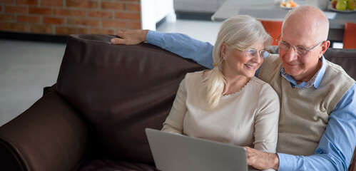 Senior couple using laptop for chatting