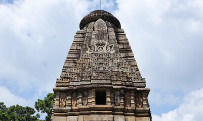 Beautifully Carved Shikhara of Mama Bhanja Temple, 13th Century Temple, Barsur, Chhattisgarh, India.