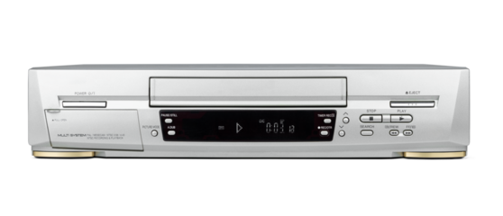 Old VHS video recorder, front view, isolated on a transparent background png