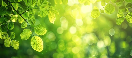 A vibrant, natural green backdrop featuring abstract leaf patterns, illuminated by the warm summer sunlight, with space in the center for your text or ad.