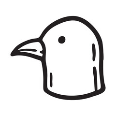 Bird head cartoon monochrome handdrawn
