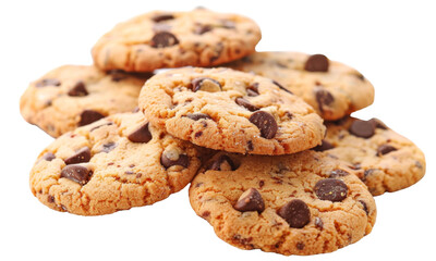 chocolate chip cookies isolated on a transparent background. PNG