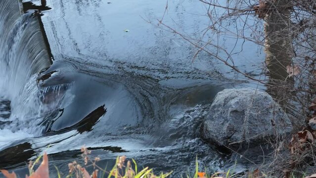 Closeup of moving water with a small difference in height