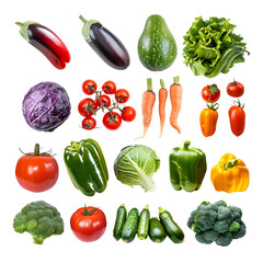 Collection of isolated fresh vegetables set.