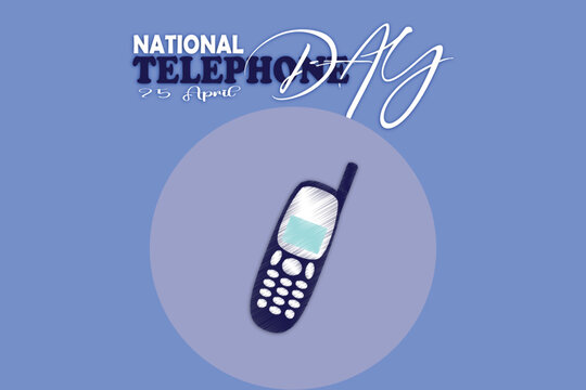 happy National telephone day 25 April celebration post template and banner and background