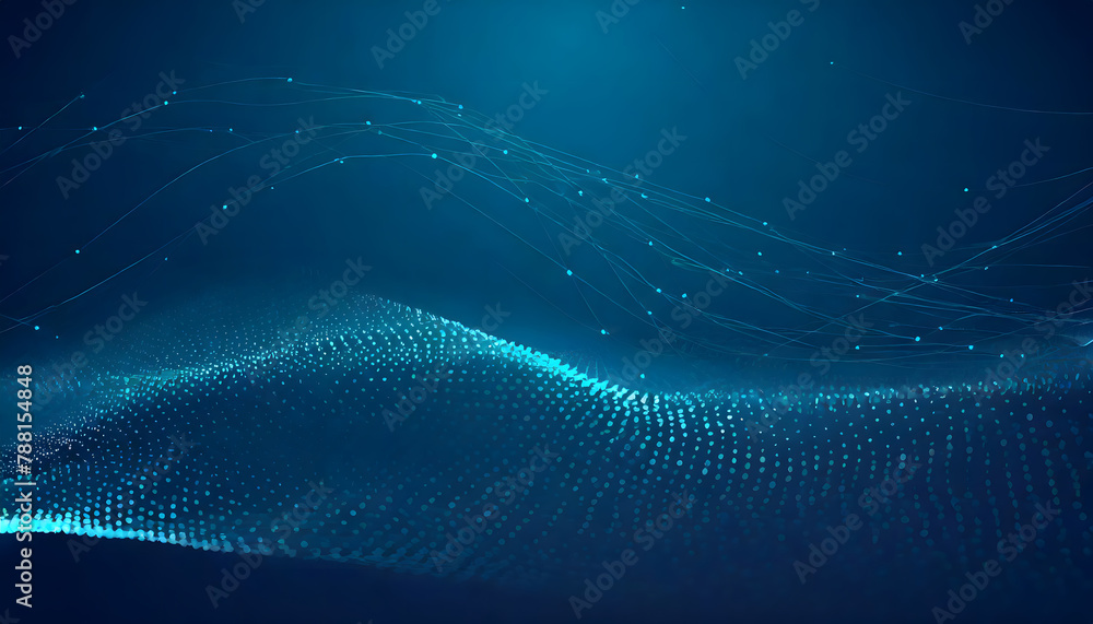 Poster abstract digital wave of particles background. generative ai.