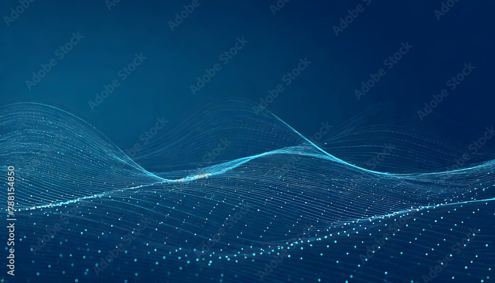 Poster abstract digital wave of particles background. generative ai.