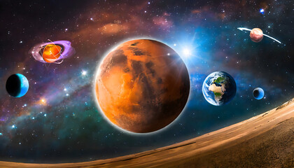 Astrology astronomy earth outer space solar system mars planet milky way galaxy. Generative AI.