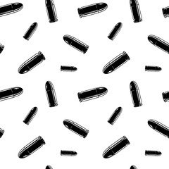 Black and white bullets pattern. Seamless background texture.