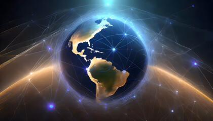 Communication technology for internet business. Global world network and telecommunication. Generative AI.