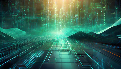 complexity and data flood of modern digital age background. Generative AI.