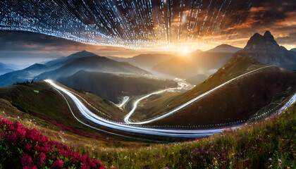 Data stream background. Generative AI.