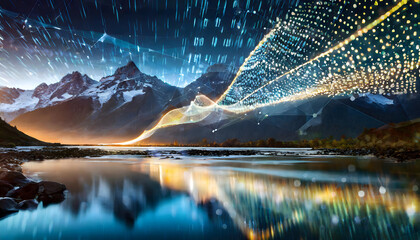 Data stream background. Generative AI.