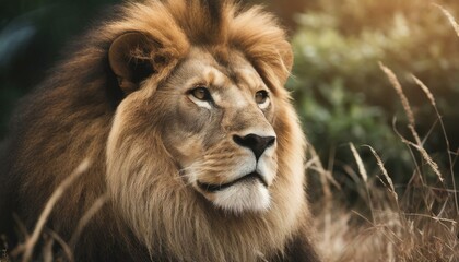 Fototapeta premium portrait of a lion wild, mane, wildlife, king, zoo, nature, mammal, carnivore