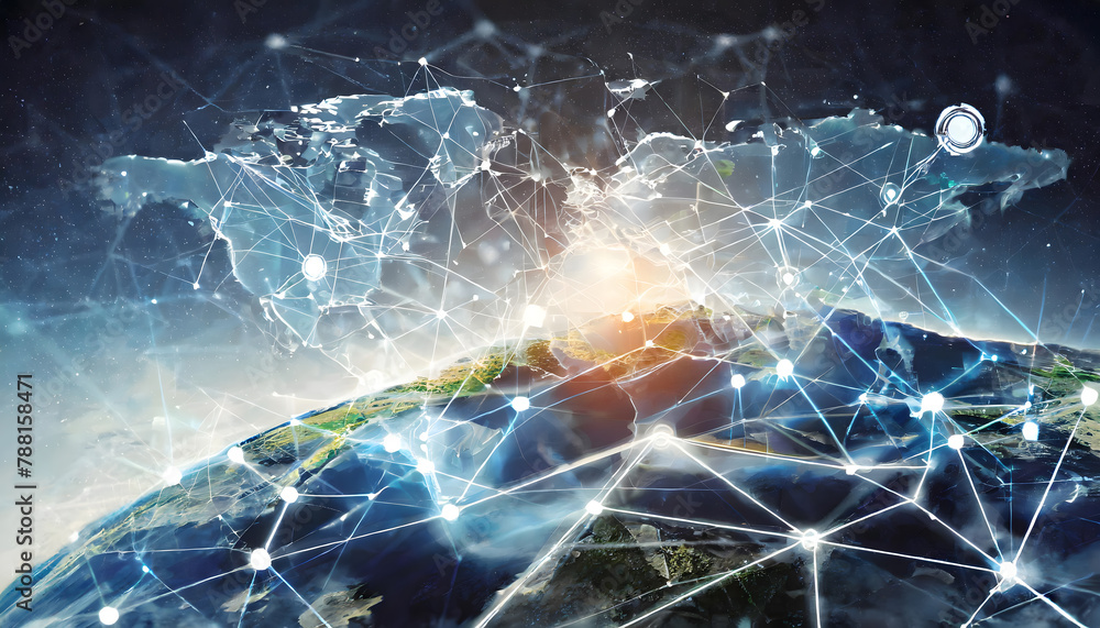 Poster global network background. generative ai.