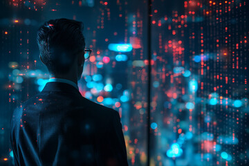 Data Analyst Interacting with Advanced Analytics Interface