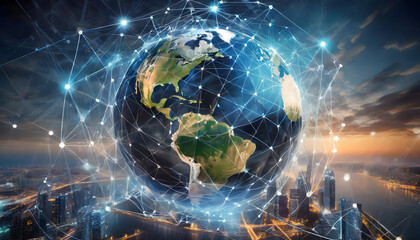 Global world network and telecommunication background. Generative AI.