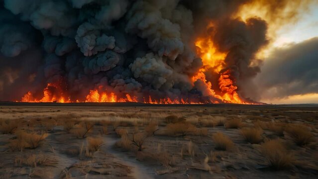 The devastating advance of a wildfire across the plains. Generative AI Video. ProRes LT 59.94 FPS is available in 4K 16:9. 