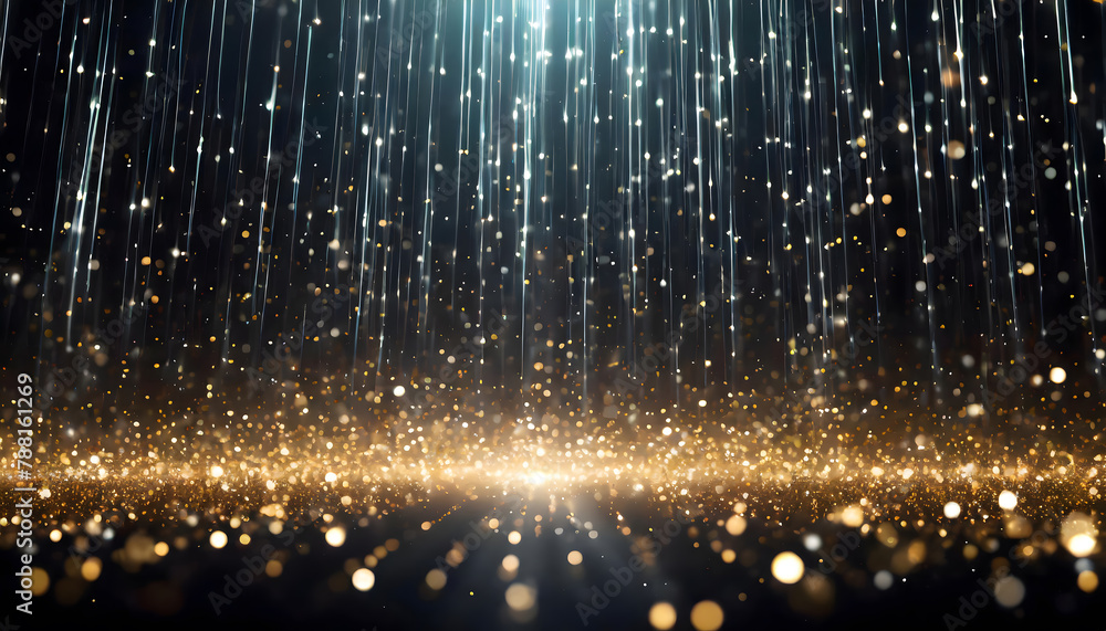Poster magic rain of sparkling glittery particles lines background. generative ai.