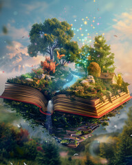 world book day design - A magic fairy book - obrazy, fototapety, plakaty