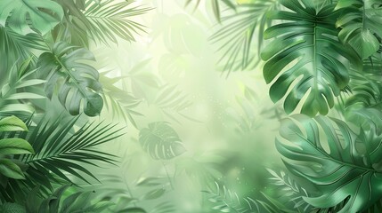 Fototapeta na wymiar Lush Jungle Scene With Green Leaves