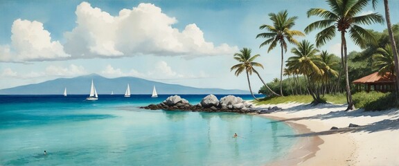 Tropical Getaway: A Paradise Escape Watercolor