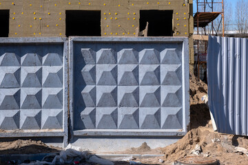Concrete fence at the construction site