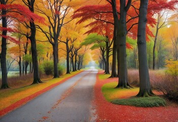 Autumnal Splendor: A Serene Nature Walk Watercolor