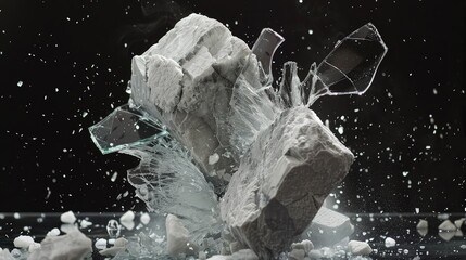Stone breaking glass .