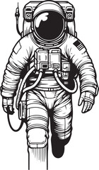 astronaut sketch draw in one line art, vector illustration