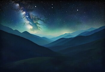 Celestial Dreams: A Stunning Night Sky Illustration - obrazy, fototapety, plakaty
