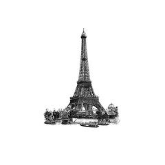 Fototapeta na wymiar PNG Vintage European style Eiffel Tower engraving, transparent background