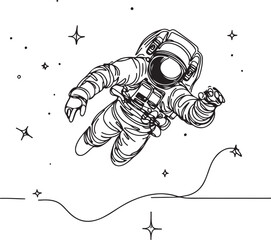 astronaut sketch draw in one line art, vector illustration © muhammad