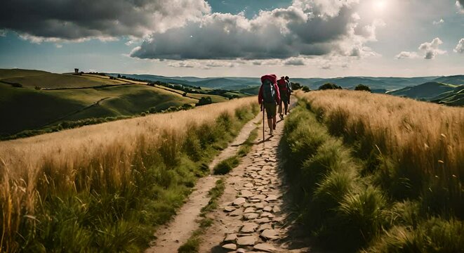 People doing the Camino de Santiago.