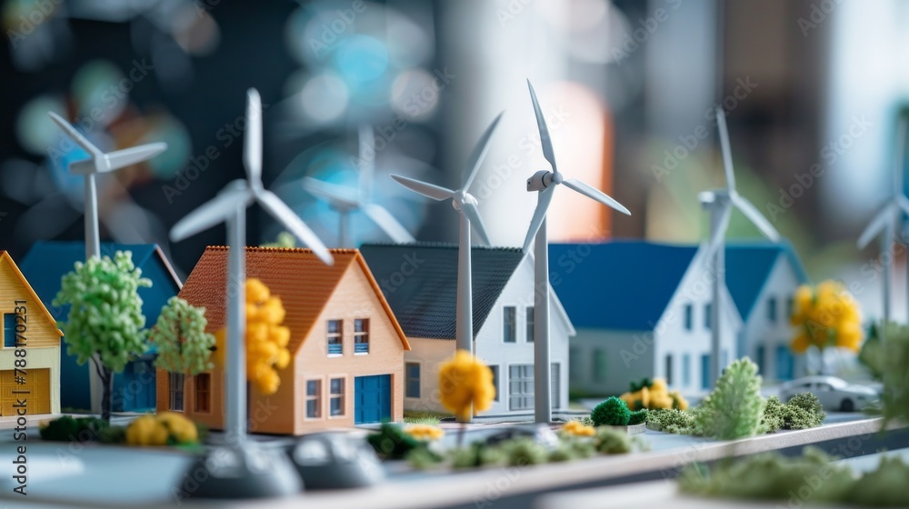 Poster a mini project for the construction of new houses with wind turbines to generate environmentally fri