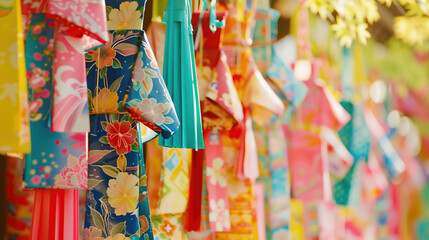 Tanabata, an offering is made in the form of kimonos cut out of paper