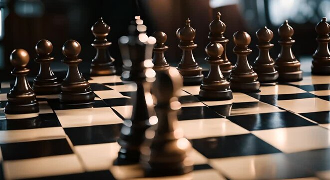 Chess pieces on a chess board.