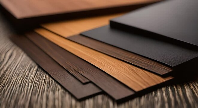 Several samples of parquet flooring.