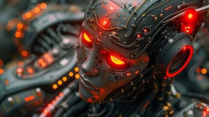 Fototapeta premium cyborg. robot with man