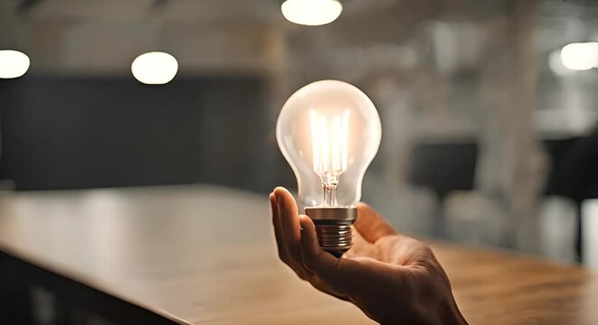Light bulb in an office. Creativity. Brainstorming.