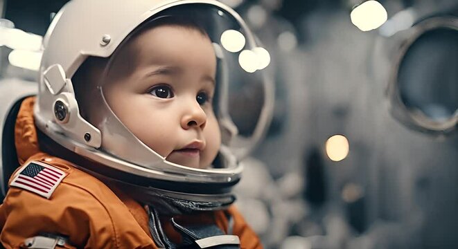 Baby in astronaut suit.