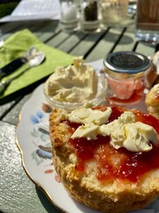 Strawberry Jam and Clotted Cream Scone Traditional Pot Gluten Free