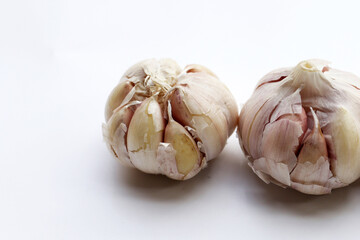 Garlic on a white background.