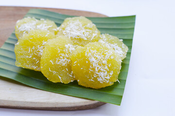 Steamed cassava cake. Thai dessert