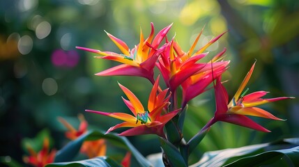 Vibrant beautiful exotic flowers in the botanical garden ,Generative ai, - obrazy, fototapety, plakaty